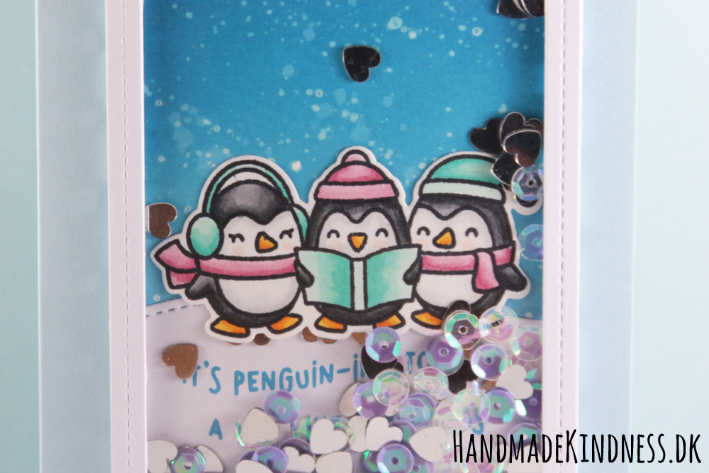 Christmas penguin shaker card - Handmade Kindness